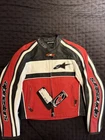 Alpinestars Leather Motorcycle Jacket Red Black White Size USA 4 / EUR 40