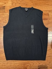 Jantzen V-Neck Sweater Vest Acrylic Sleeveless Black Men  s Extra Large