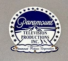 VINTAGE 12” PARAMOUNT  TV TELEVISION PORCELAIN SIGN GAS OIL TRUCK MOTORCYCLE
