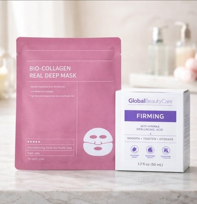 Bio-Collagen Korean Face Mask & Global Beauty Care Firming w/ Hyaluronic Acid