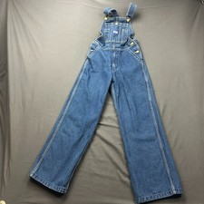 Big Smith Bib Overalls Youth 14 Blue Denim Cotton Straight Leg Utility Workwear