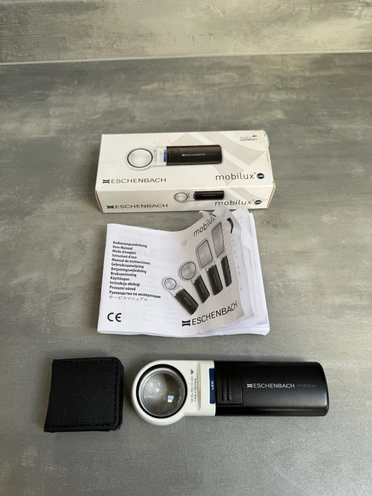 Eschenbach Mobilux LED Handheld Magnifier Low Vision Reading Aid 50D 12.5x