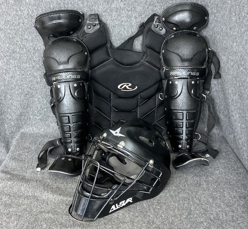 Youth Catcher Gear Set Rawlings 13” Allstar Helmet 6.25 - 7 Baseball Black ISSUE