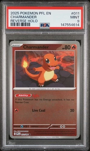 2025 POKEMON PFL EN-PHANTASMAL FLAMES REVERSE HOLO #011 CHARMANDER PSA 9