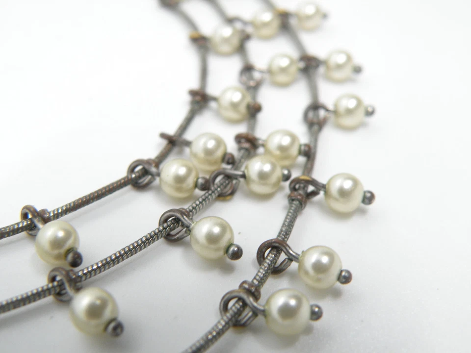 Collar Joyería Mujer AK Ann Klein Firmado Imitación Perla 3 Hilos Capas - 46b39 Foto 4 de 4