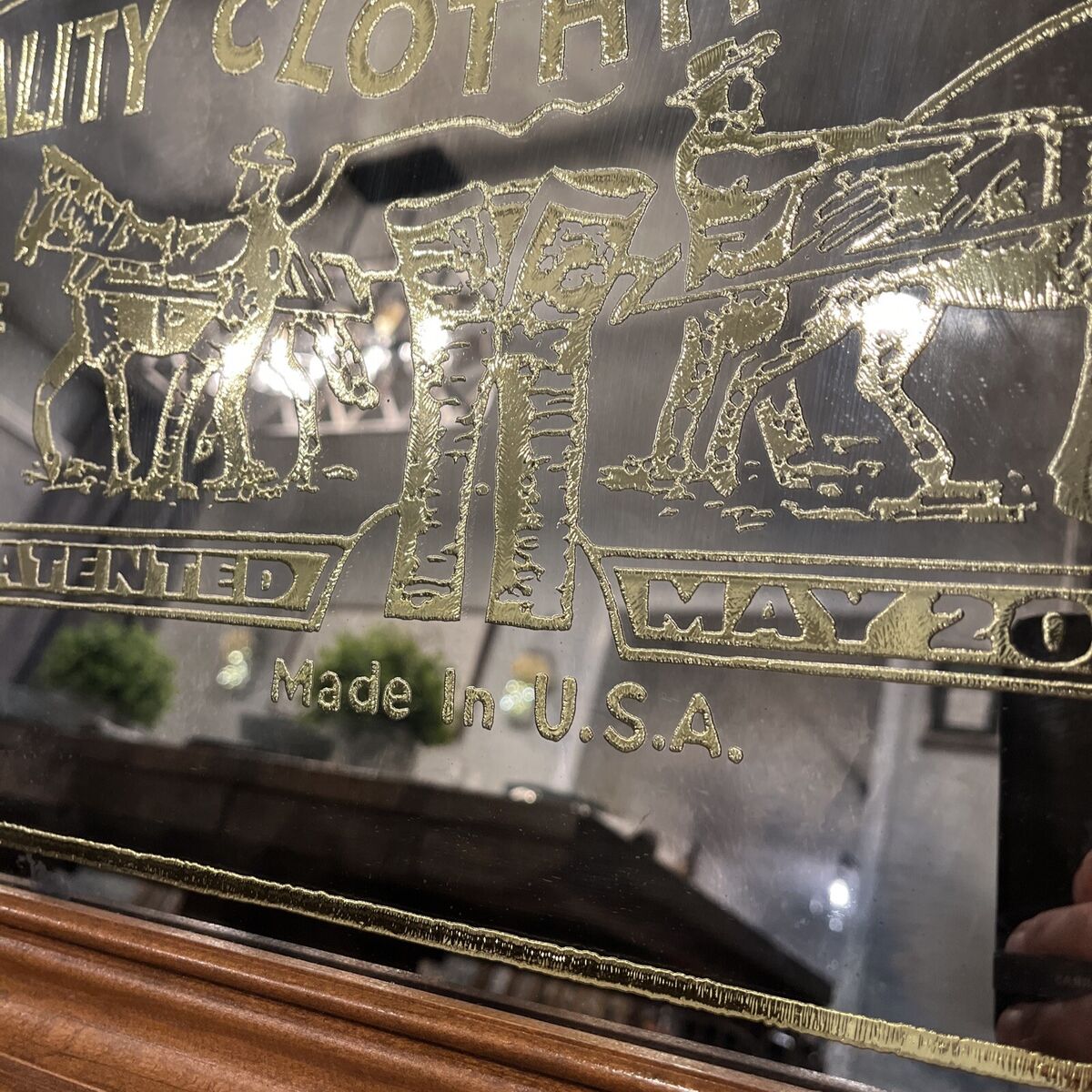 Vintage '73 Levi Strauss Acid Etched Mirror - Framed Bar Vintage '73 Levi Strauss Acid Etched Mirror - Framed Bar
