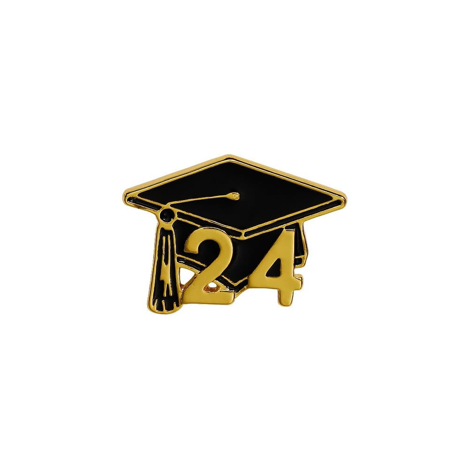 2024 Graduation Cap Enamel Pin Brooch for Apparel in Black and Gold