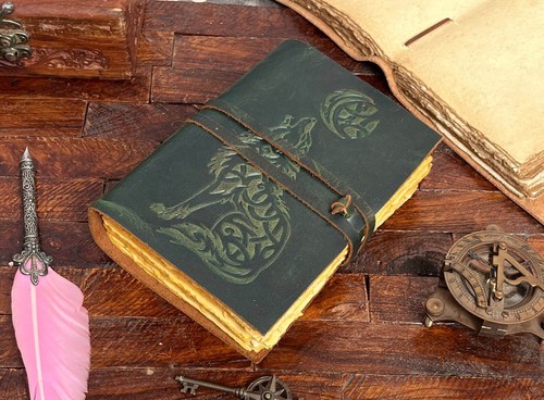Handmade Leather Black Spell Bound Book Grimoire Journal Diary For Unisex Adult - Picture 4 of 10