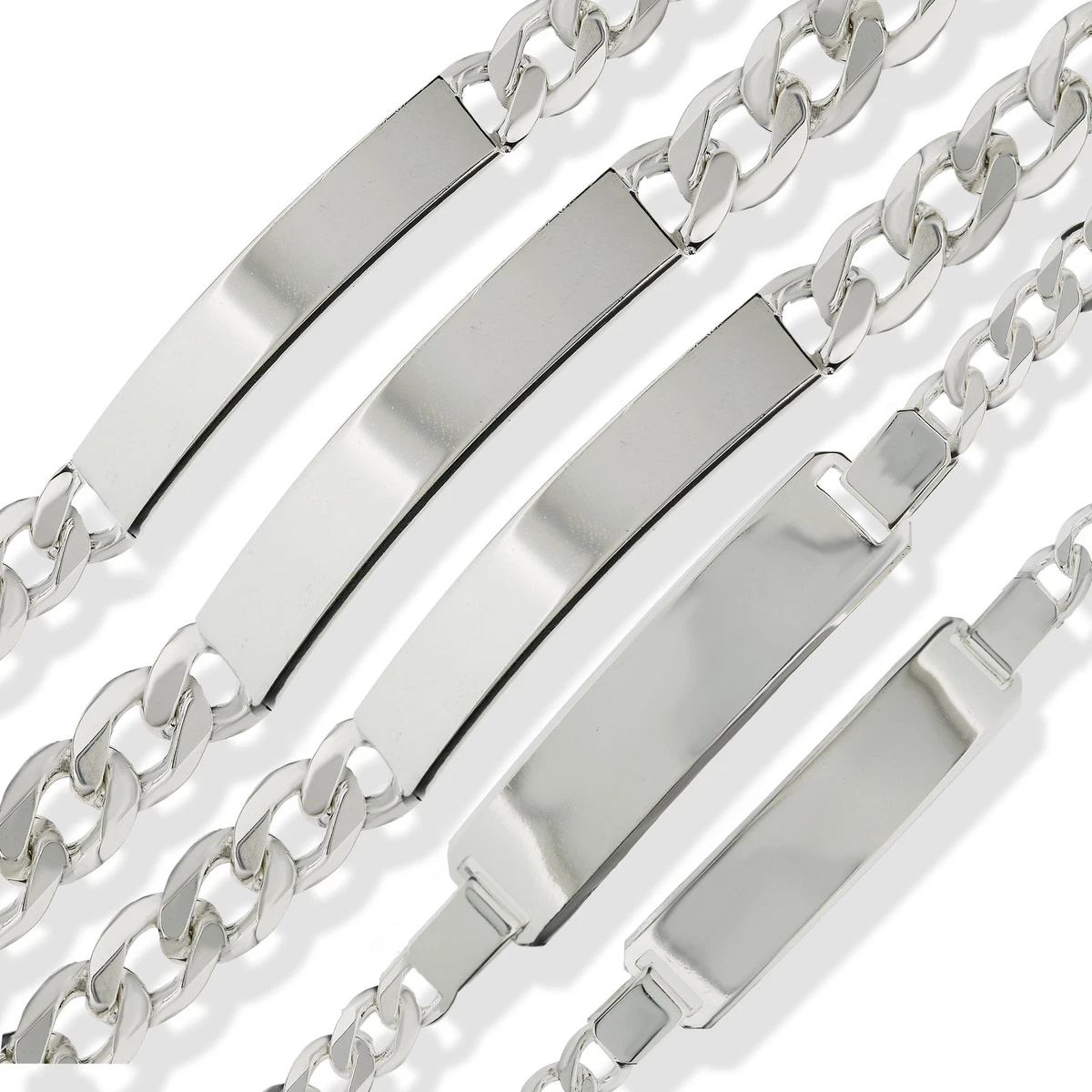 STERLING SILVER CURB ID BRACELETS FREE ENGRAVING IDENTITY LADIES GENTS CHILDS