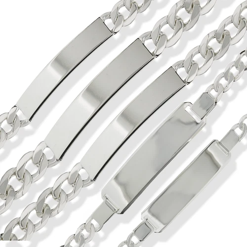 STERLING SILVER CURB ID BRACELETS FREE ENGRAVING IDENTITY LADIES GENTS BABY BOX