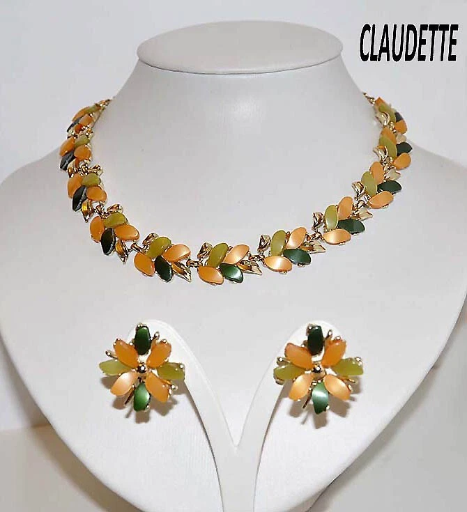 Claudette Jewelry Co. N.Y, demi parure collier, orecchini anni 50 - Immagine 2 di 3