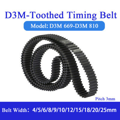 D3M-Double Sided Toothed Rubber Timing Belt Width 4-25mm Pitch 3mm 3M 669-3M 843