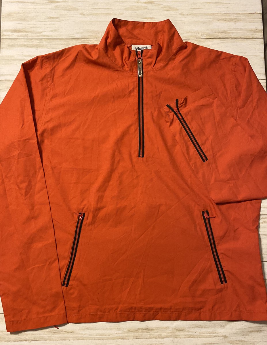 Ashworth Womens Size L Orange Quarter Zip Windbreaker Jacket | eBay