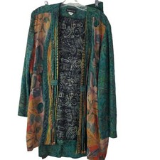 In Group Ltd Women's Bohemian Skirt Set Green Jacket Size 10 Vintage
