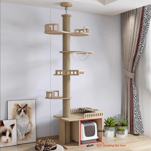 Cat Tree Floor To Ceiling Cat Tower with With Scratching Post - Picture 8 of 20