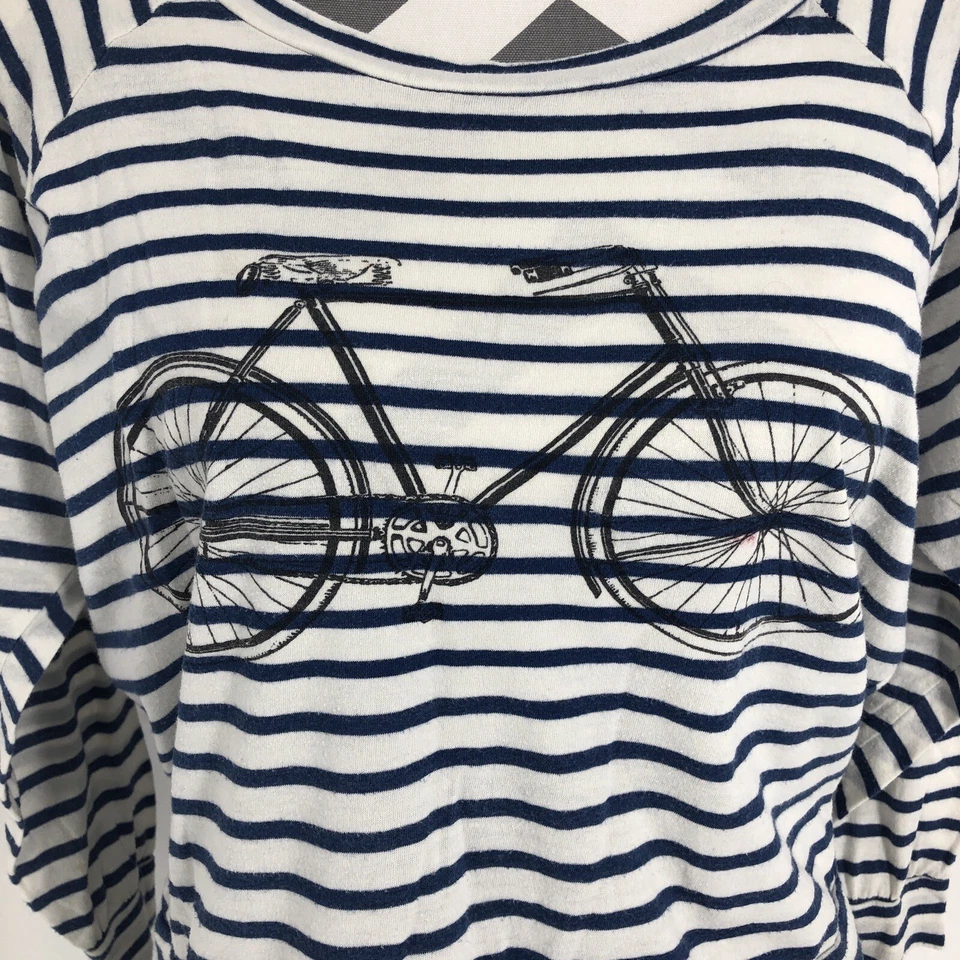 Camiseta Tresics azul branca listrada gráfica de bicicleta manga longa pequena - Imagem 3 de 4