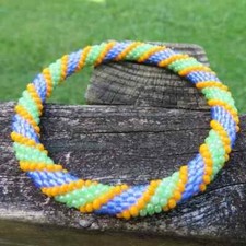 Nepal Roll On Bracelet Crochet Halloween Orange Purple Green