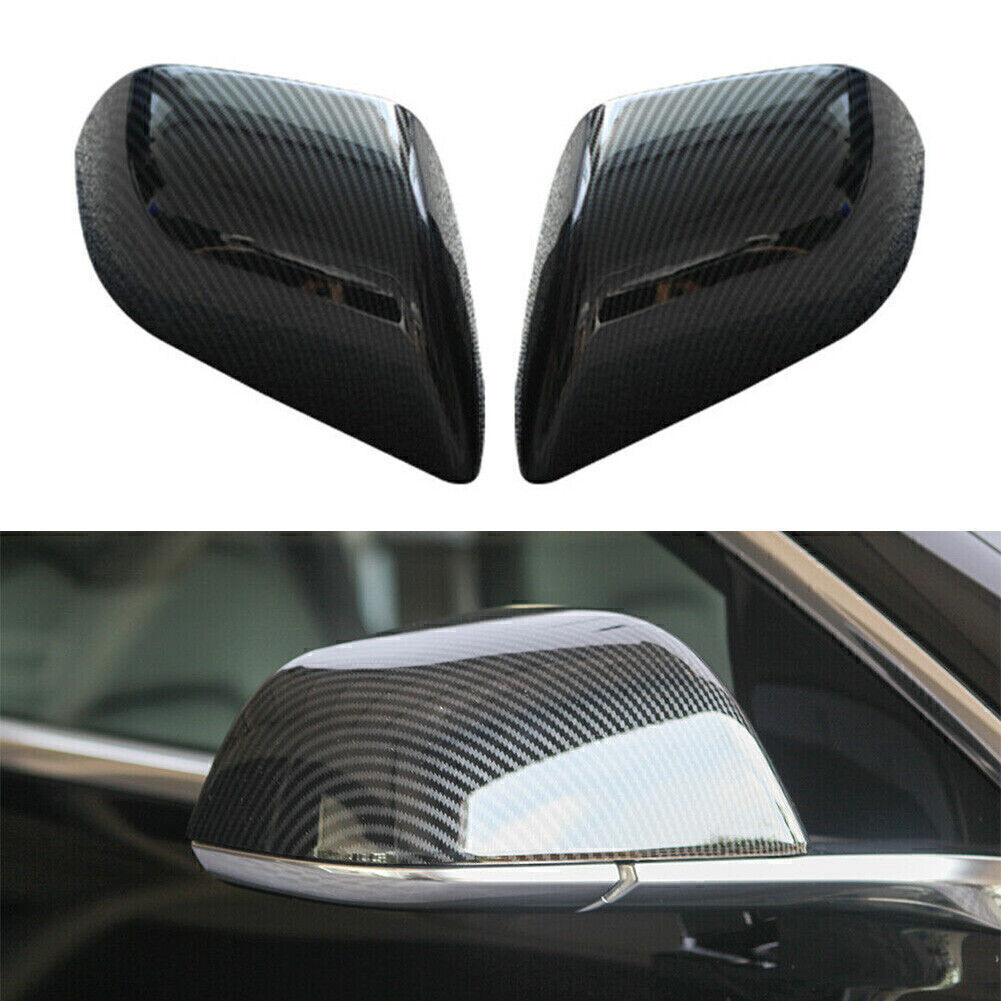 2pcs Rearview Side Mirror Cover Trim Fit Tesla Model 3 2017-2019 Carbon Fiber
