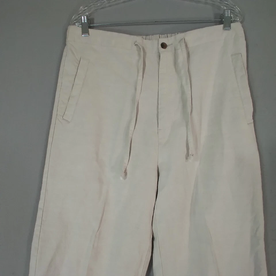 Boca Classic Island Wear Pantalones de Salón Hombre 34 x 25 Beige Tostado Lino Mezcla Preppy Foto 2 de 4