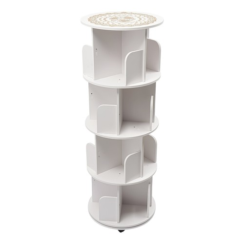 4 Tier White 360° Revolving Bookcase Round Display Book Shelf Rotating Bookshelf - Picture 11 of 15