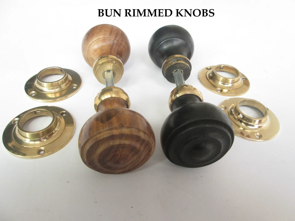 TRADITIONAL ANTIQUE STYLE WOODEN MORTICE RIM DOOR KNOBS LEVER LATCH HANDLES - Image 3 of 4