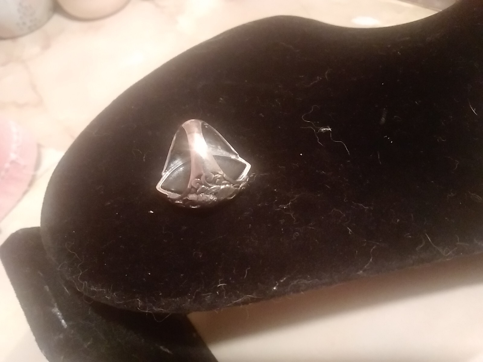 Vintage 925 Fish Abalone Shell Statement   Ring W… - image 3