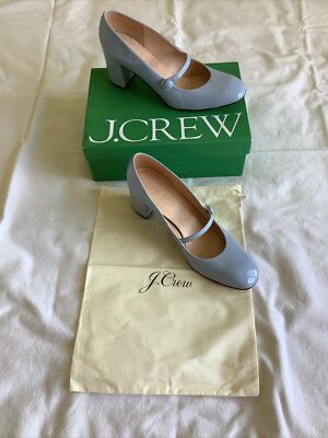 J Crew Patent Leather Mary Jane Maisie Pump, Icy Blue, Women's US