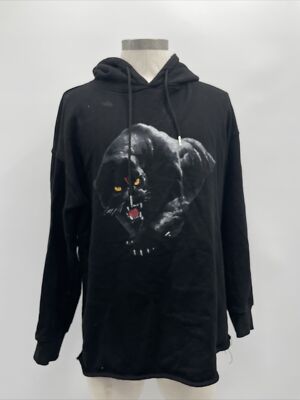 VLONE Men's Black Panther Cotton Black Hoodie Sweatshirt Size XL 100% Authentic