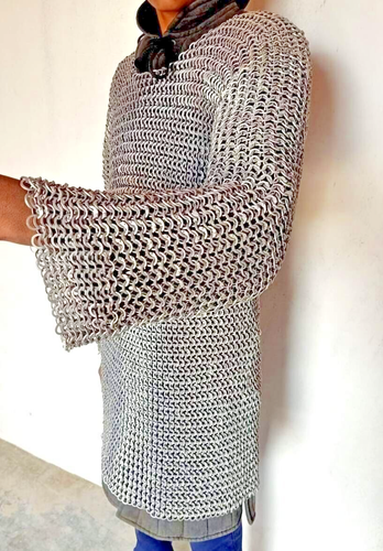 Camisa Medieval Cota de Malla, Armadura Vikinga Aluminio Remachado Haubergon. - Imagen 4 de 9