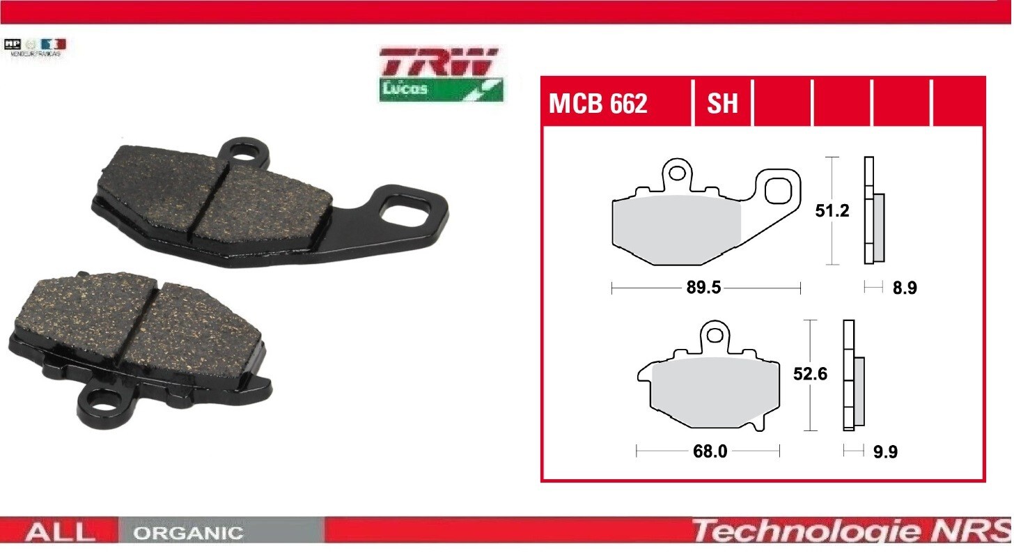 Plaquettes arrière TRW MCB662 pour stopper les sifflements sur Kawasaki GPZ 1100
