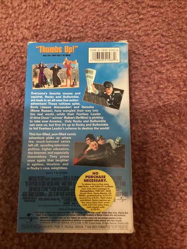 The Adventures of Rocky and Bullwinkle VHS 2001 Live Action Robert DeNiro - Picture 2 of 2