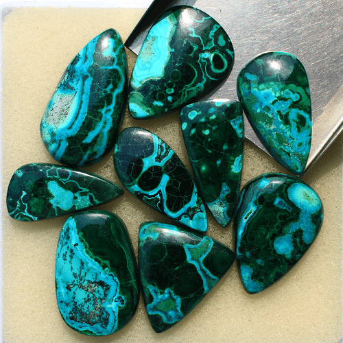9 Pcs Natural Malachite Chrysocolla Top Grade 28mm-35mm Cabochon Loose Gemstones - Picture 5 of 17