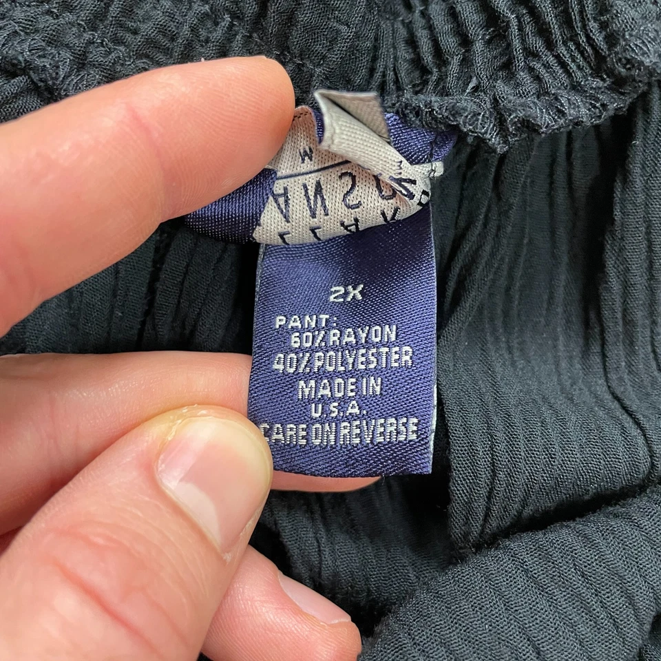 Hillard & Hanson Vintage Pants Women 2XL Black Elastic Waist Rayon Tapered 34x26 - Image 4 of 4