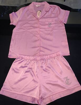 Juicy Couture Women's 2 Pc Satin Pajama Set JC8542F Pink Flora