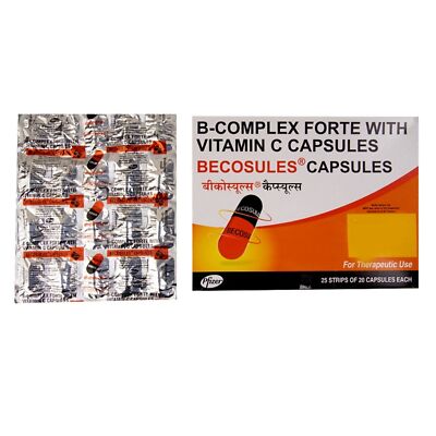 BECOSULES 20 CAPSULES Vitamin B-complex with Vitamin C Free Ship
