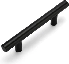 1-30 Pack 5'' Matte Black Cabinet Drawe Pulls- Stainless Steel, 3'' Hole Center