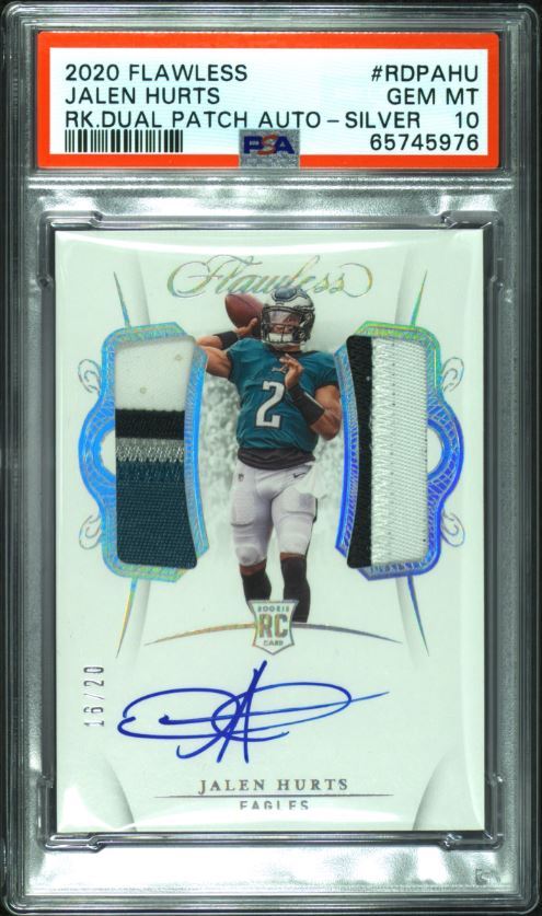 Jalen Hurts Panini Flawless Rookie Dual Patch Autographs #RDPAHU Silver