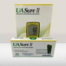 UASure II Uric Acid Meter Test Kit Uric Acid Gout - Tool & 25 Test Strips