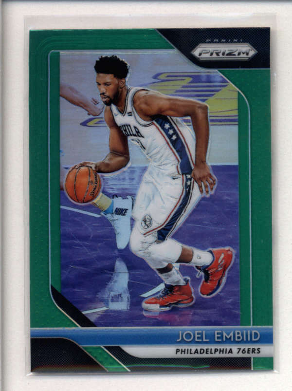 JOEL EMBIID 2018/19 PANINI PRIZM #259 GREEN PRIZMS PARALLEL AK9719