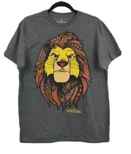 Disney The Lion King Noble Simba Cartoon Graphics Gray T Shirt Sz M