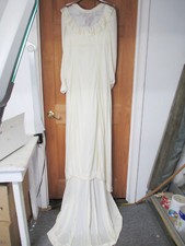 Vintage Long Sleeve Sheer Victorian Style Wedding Gown Handmade - Size 9/10-ish 