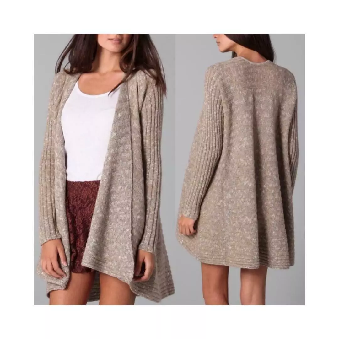 Tan open top front sweater