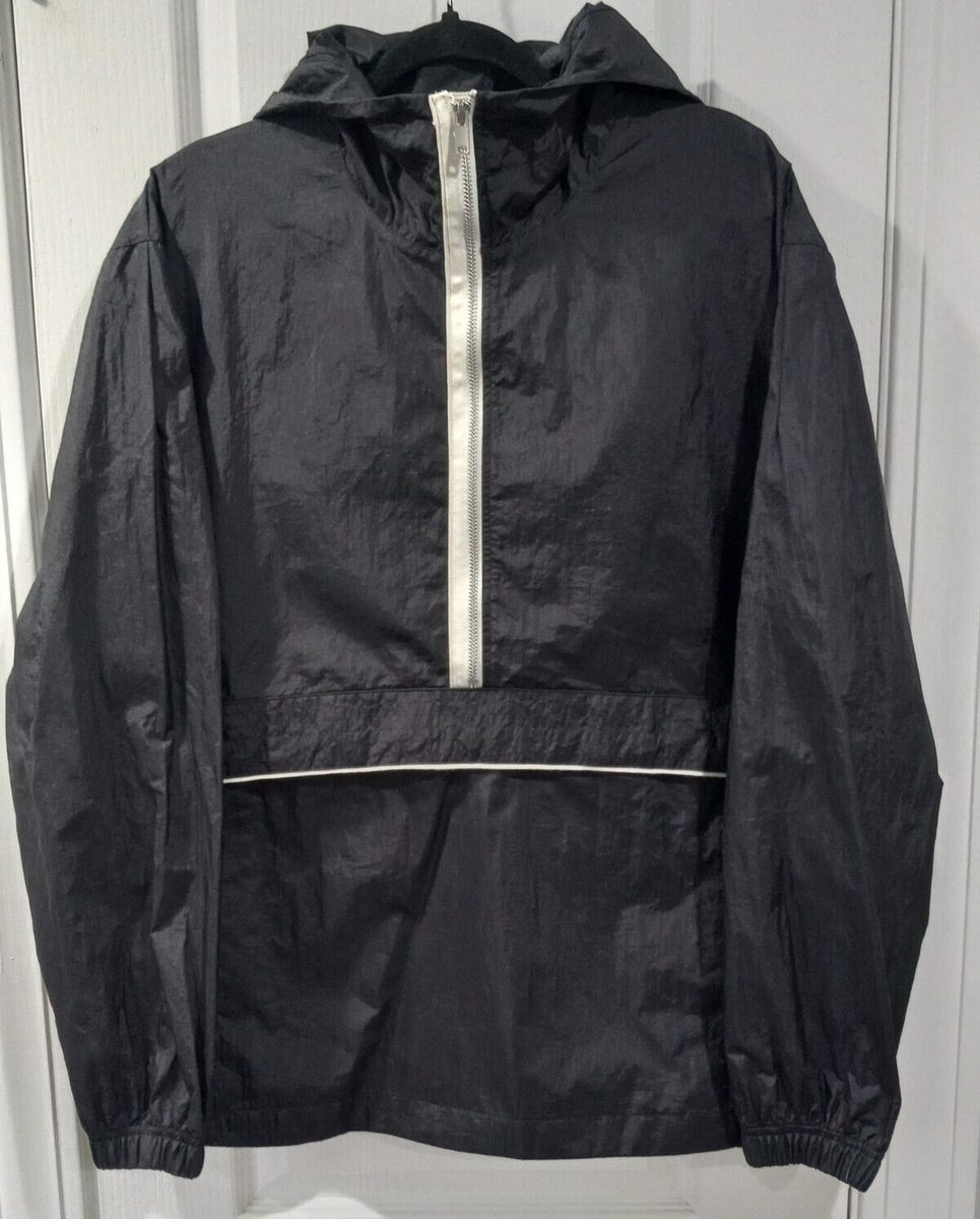 Nike Nylon Windbreaker Jacket Anorak Size M Black Front Pocket