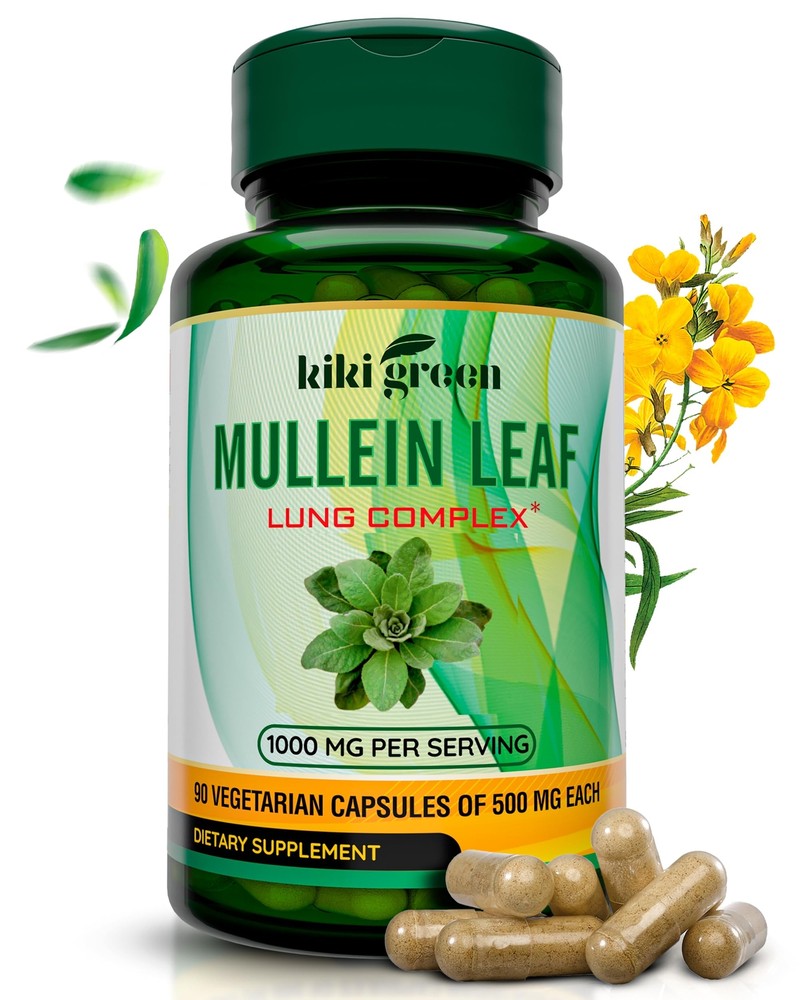 KIKI Green Mullein Leaf Extract Capsules - Herbal Respiratory Supplement - fo...