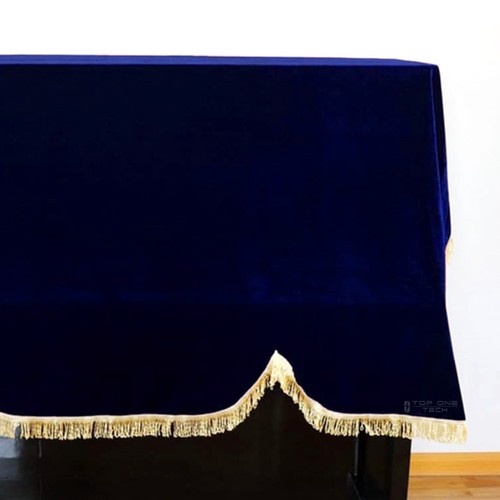 Luxury Velvet Upright Piano Half Cover Deep Blue with Tassels Anti-Dust 4437BE - Picture 4 of 8