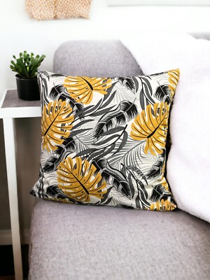 Kissenbezug aus 100 % Baumwolle  Tropisches Muster mit honigfarbenen  Monstera | eBay.de