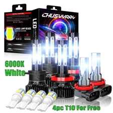 For Ford Fusion 2006-2016 White LED Headlights High&Low Beam Fog Light Bulbs Kit