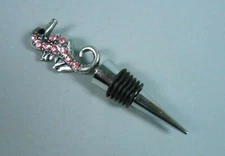 Pink Rhinestone Seahorse Wine Bottle Stopper Topper