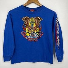 Yu-Gi-Oh Long Sleeve T-Shirt Boy's M Blue Vintage 1996 Kazuki Takahashi