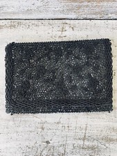 Vintage Black Beaded Clutch Purse Evening Bag Elegant Pre Owned Hong Kong